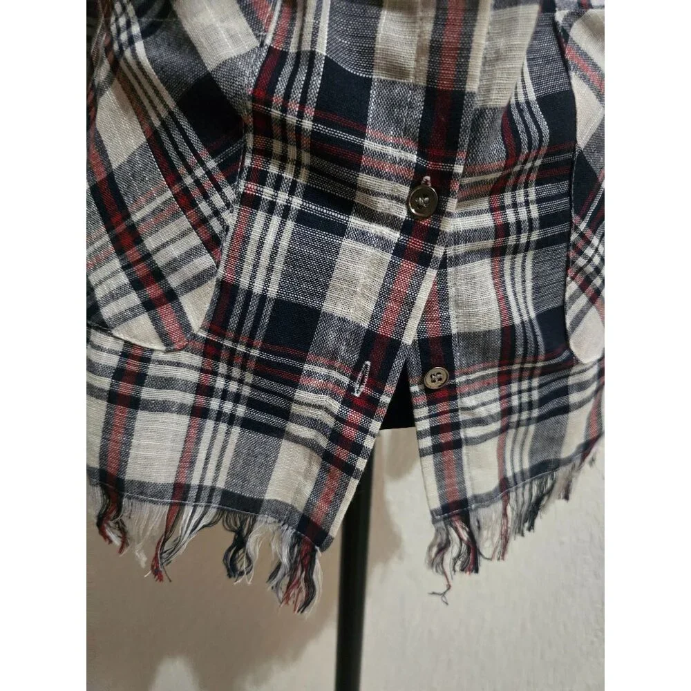 Vintage Mittoshop Plaid Fringe-Trimmed Lightweight Shirt Jacket western size - S